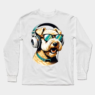 Soft Coated Wheaten Terrier Smiling DJ with Headphones and Sunglasses Long Sleeve T-Shirt